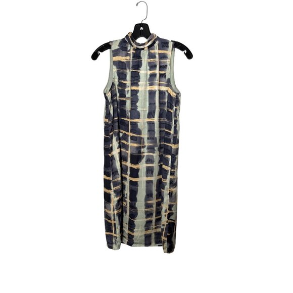 H&M Women's Satin High Neck Tie Back Geometric Shift Dress Size XS - Picture 1 of 9